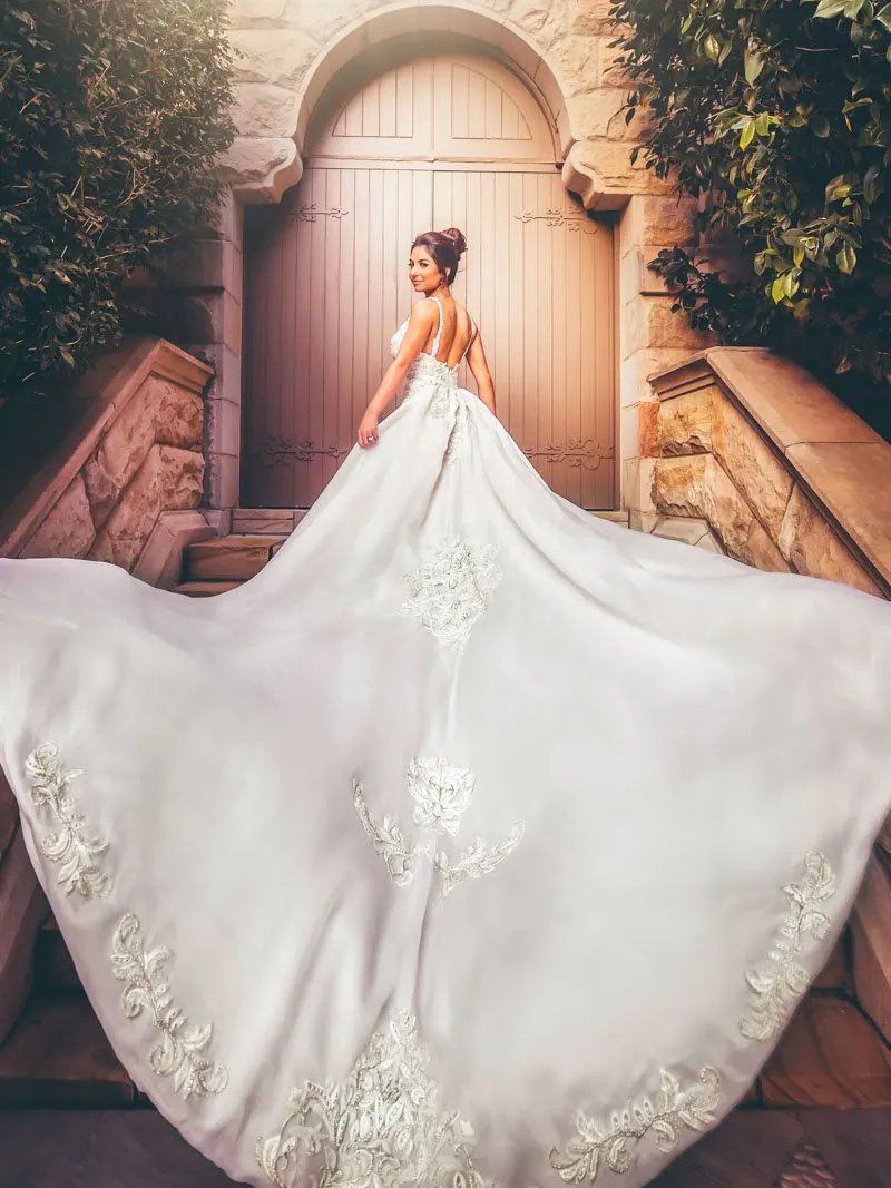 Jamie, Italian embroidered lace with a six-metre detachable train