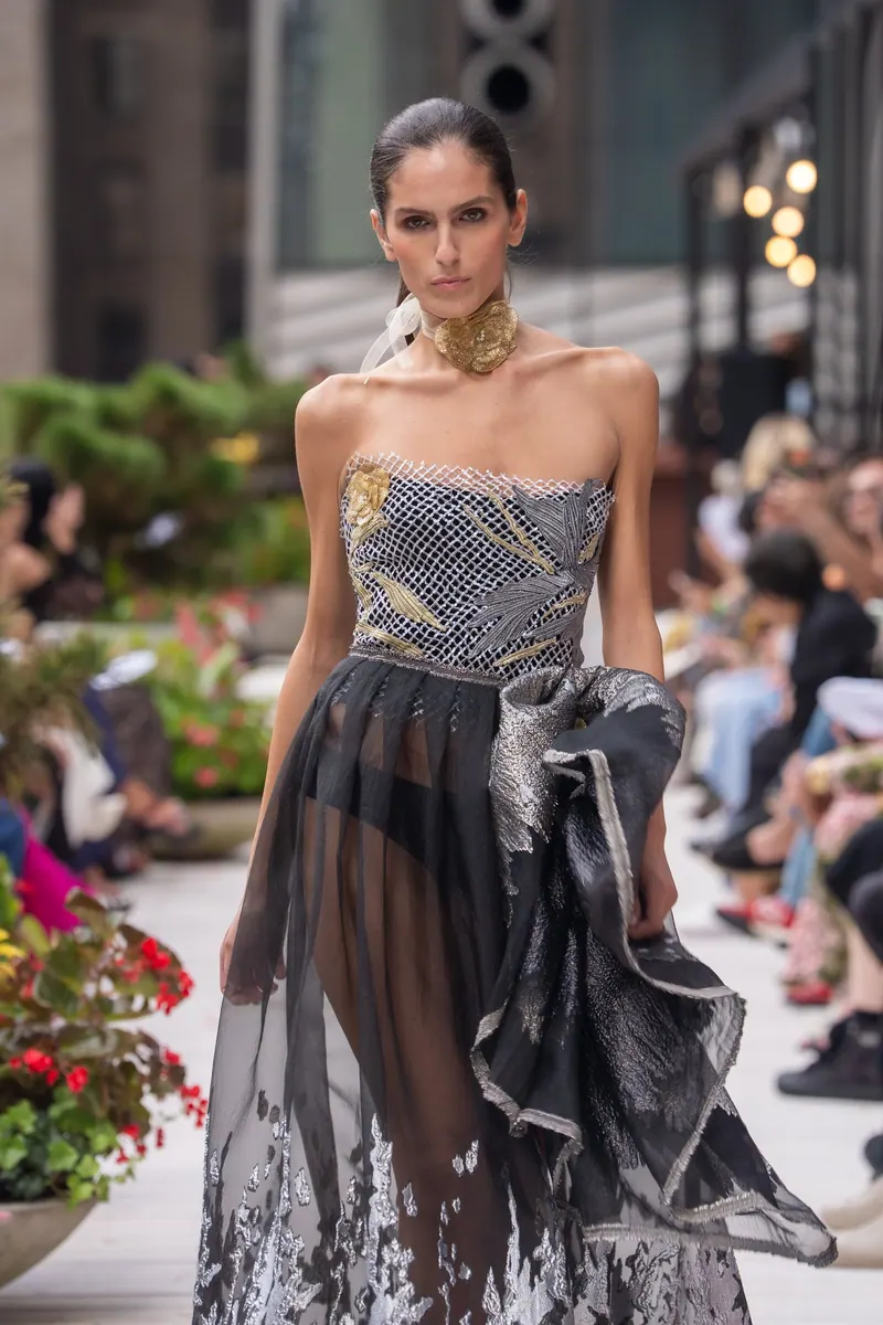 Silver organza gown from the Evening Couture Collection